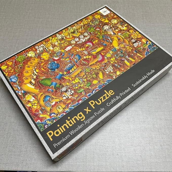 91knots Vishnu’s Abode 500 Pieces Premium Wooden Jigsaw Puzzle for Adults and Kids 12+ Years | Kerala Mural Indian Artwork Puzzle With Unique Cuts