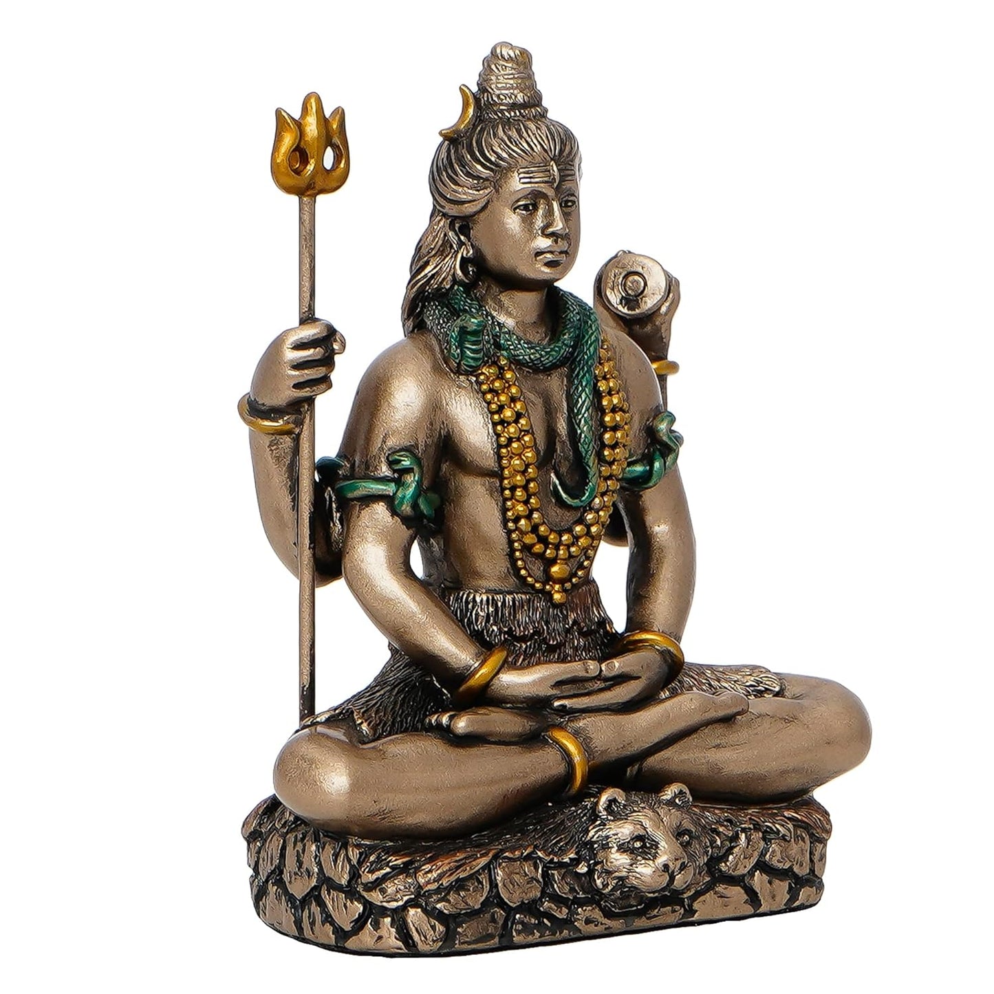 Ecraftindia Meditating Lord Shiva Cold Cast Bronze Resin Decorative Figurine