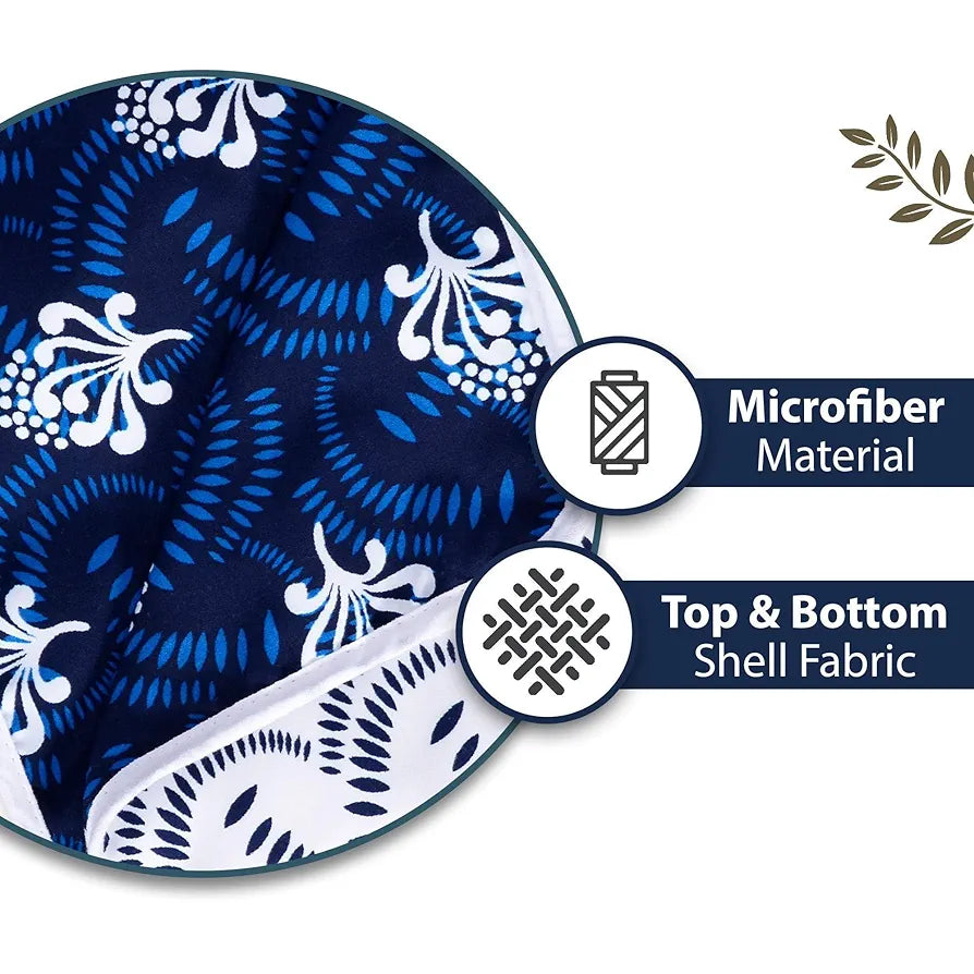 Divine Casa Printed Microfiber 120 GSM Reversible Dohar Blanket for Single Bed Lightweight AC Blanket Colour Navy Blue & White