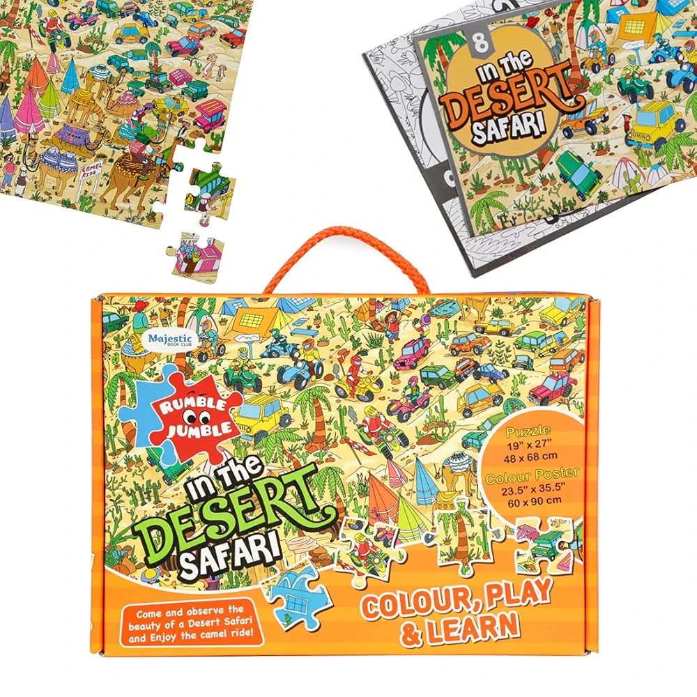 THE BOOK TREE in The Desert Safari Fun and Educational Floor Puzzle by Majestic Book Club, Package Includes a Big Size Colouring Poster and Jigsaw Puzzle Packed in a Beautiful Box