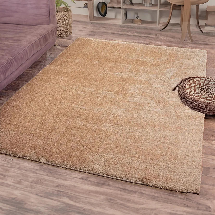 Ishro Home Premium Fuzzy Shag Carpet For Hall Rugs For Living Room Carpets For Living Room Colour Beige 3x5 Fts
