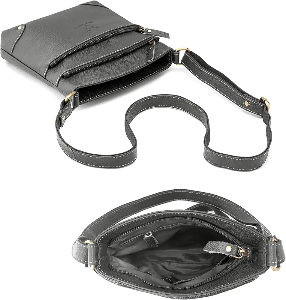 Goatter Genuine Leather 9.5" Inch Sling Cross-BodyBag for Girls And Women,
