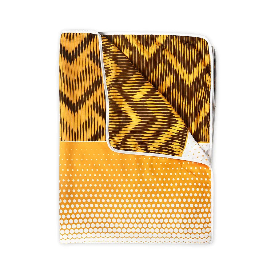 Divine Casa 120 GSM Microfiber Single Dohar Soft & Lightweight Throw Blanket Chevron Pattern Colour Orange Chevron