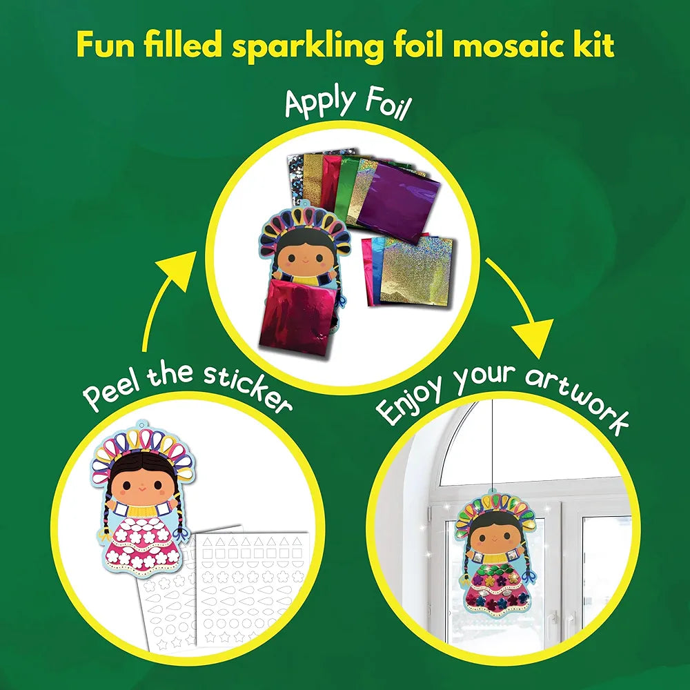SparkLPlay Paper Art And Craft Kit. Toys For Girls. Foil Fun Activity. Birthday Gift For Girls Ages 4 To 9. Theme Danglers 6, Color Foils 40+, Stickers 190+. Foil Mosaic Craft. , Multicolor