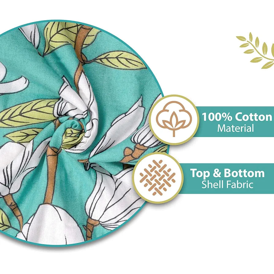 Divine Casa Floret 100% Cotton Single Dohar 120 GSM Soft & Lightweight Throw BlanketColour Meadow Green