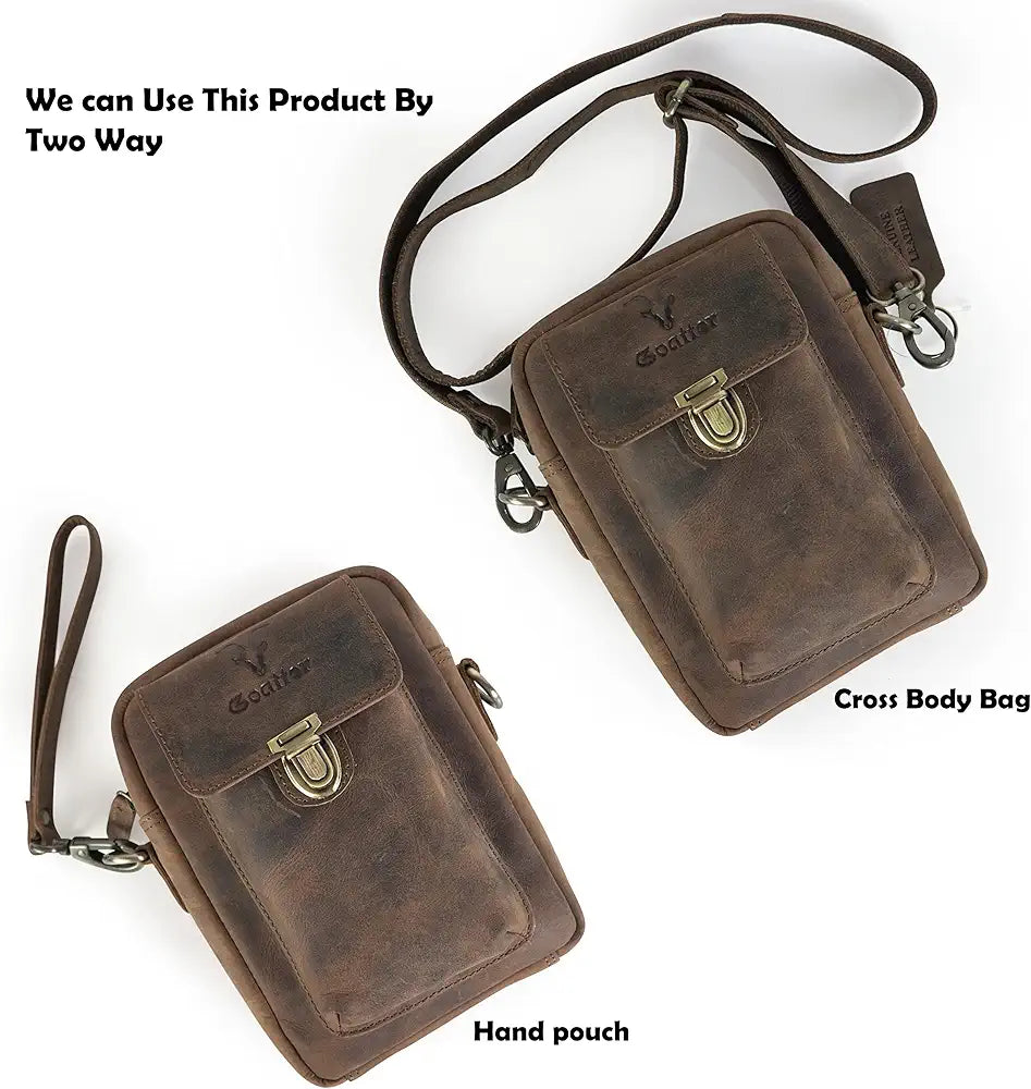 Goatter Genuine Leather Unisex Sling Cross-BodyBag Messenger Bag