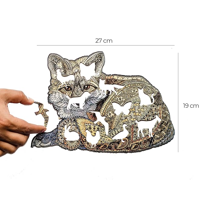 91knots Fox 55 Pieces Wooden Puzzles for Kids | Jigsaw Puzzle for Kids Board Games for Kids | Animal Shapes Puzzle for Age 5+ Kids