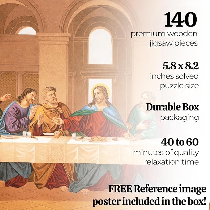 91knots The Last Supper 140 Pieces Wooden Jigsaw Puzzle for Adults and Kids 5+ Years | Leonardo Da Vinci's Artwork