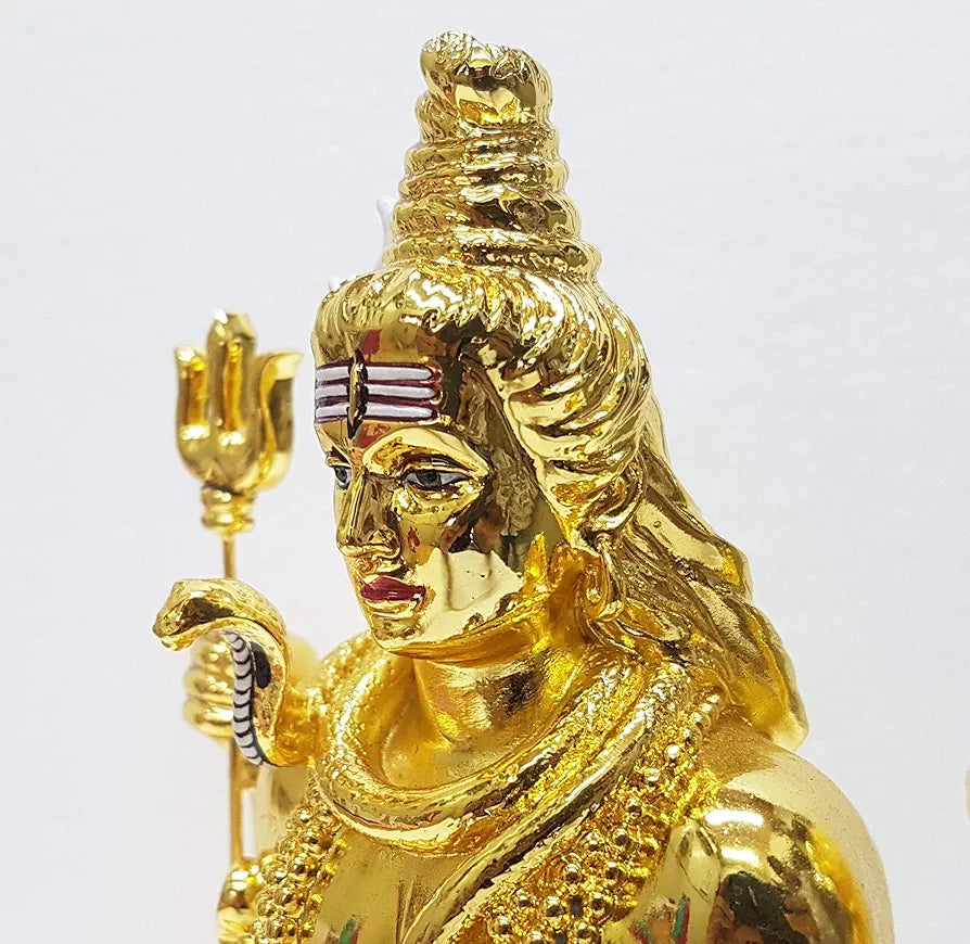 Gold Art India Lord Shiva 24K Gold Plated Idol With Trishul Gold Antique