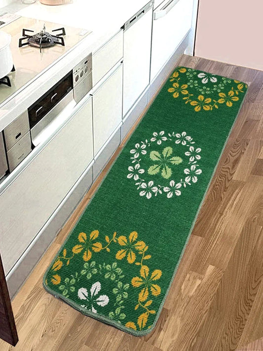 Saral Home Zinta Floral Soft Cotton Durable & Washable Multipurpose Runner Colour Green