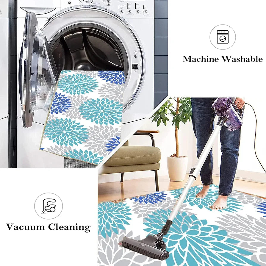 Ishro Home Velvet Premium Kitchen Mats For Floor Kitchen Runner 2 Pcs Set Colour Breeze Multicolor