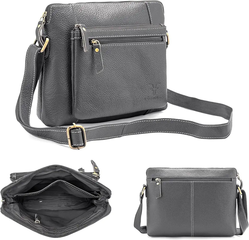 Goatter Genuine Leather 9" Inch Sling Cross-Body Bag For Women's