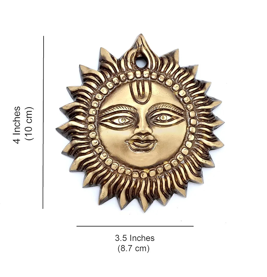 Two Moustaches Brass Smiling Surya Wall Hanging Antique Brown Standard