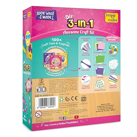 Imagimake 3-in-1 Awesome Craft Kit Kids Arts and Crafts Arts and Crafts for Kids