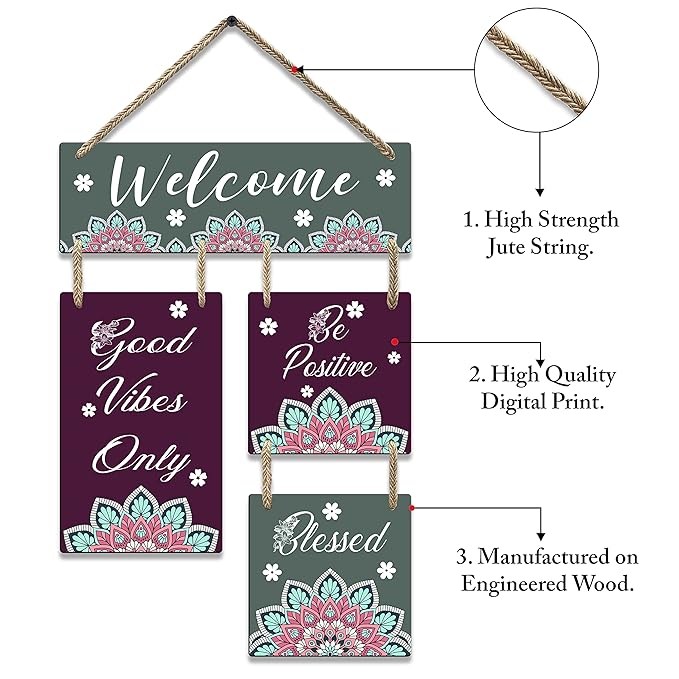 Sehaz Artworks Home Decor Items for Living Room Wooden Wall Hangings for Home - 4-0025