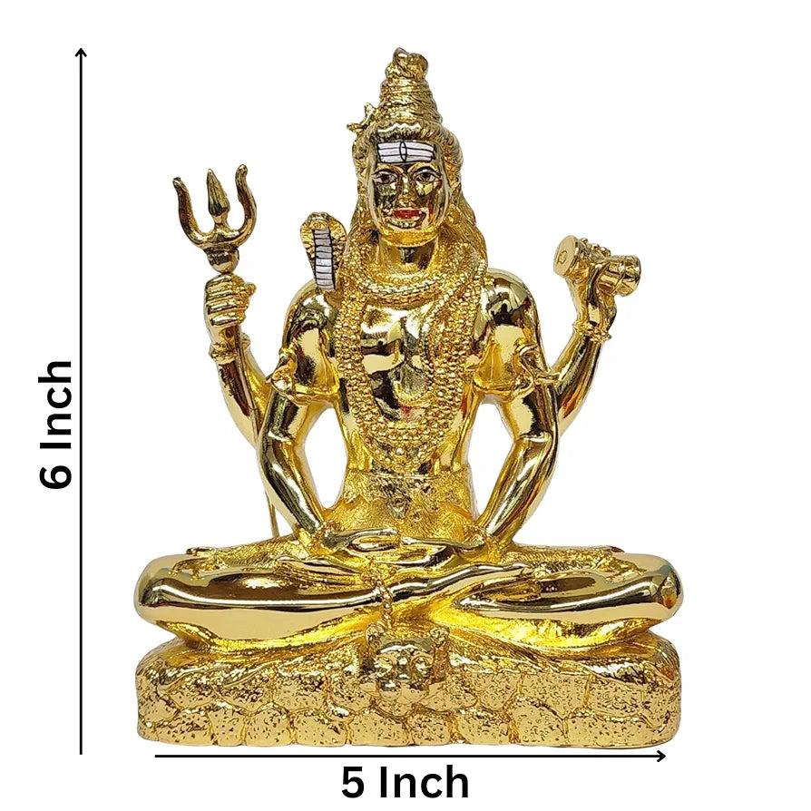 Gold Art India Lord Shiva 24K Gold Plated Idol With Trishul Gold Antique