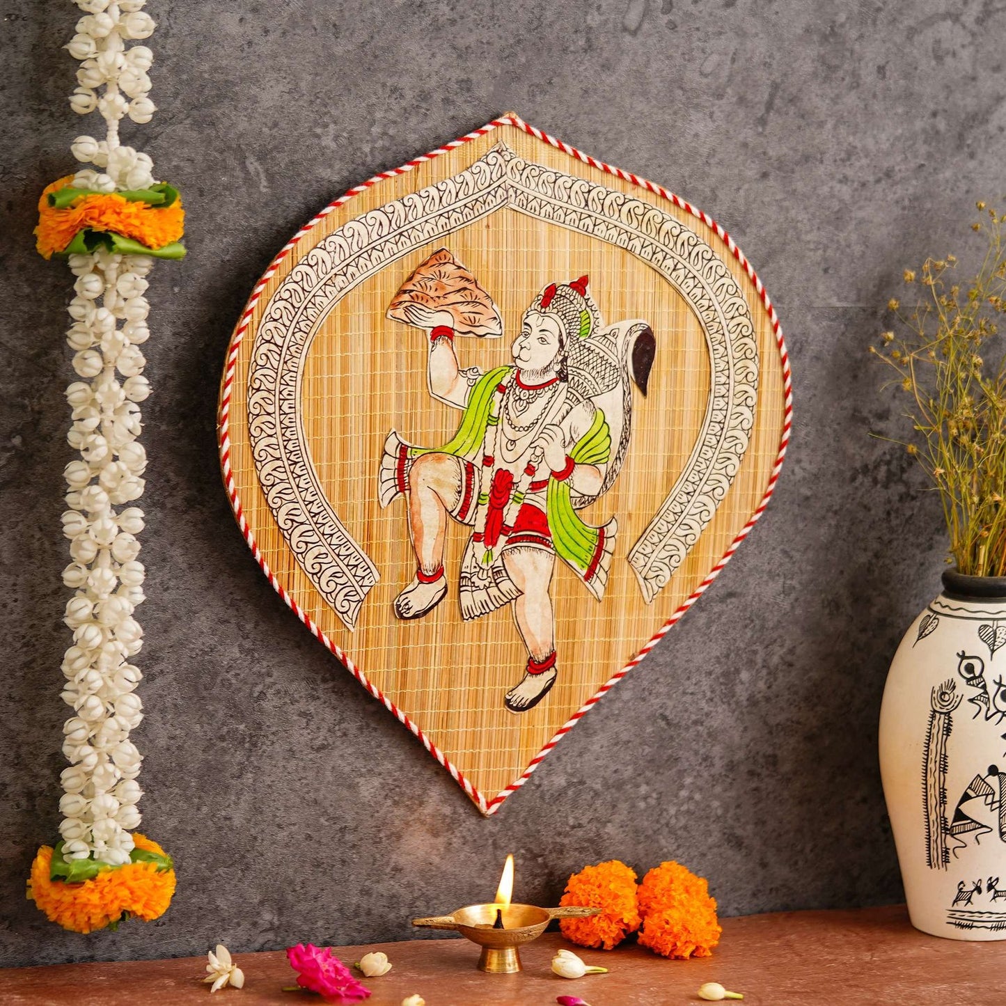 Bamboo Hand Crafted Leaf Design Wall Hangings Of Hanuman Ji For Home D?cor | Bamboo Art For Wall Decor