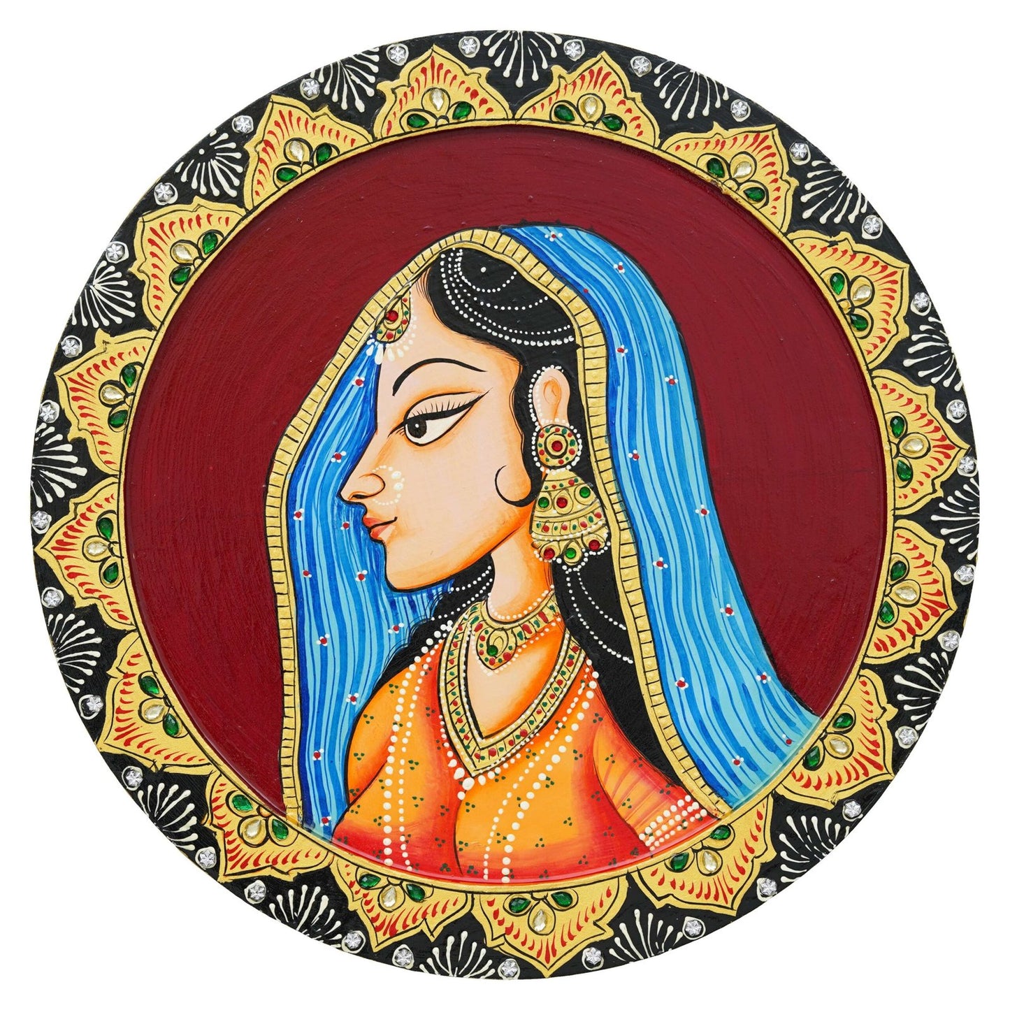 Rajasthani Pichwai Hand-Painted Pichhwai Plate For Home Décor