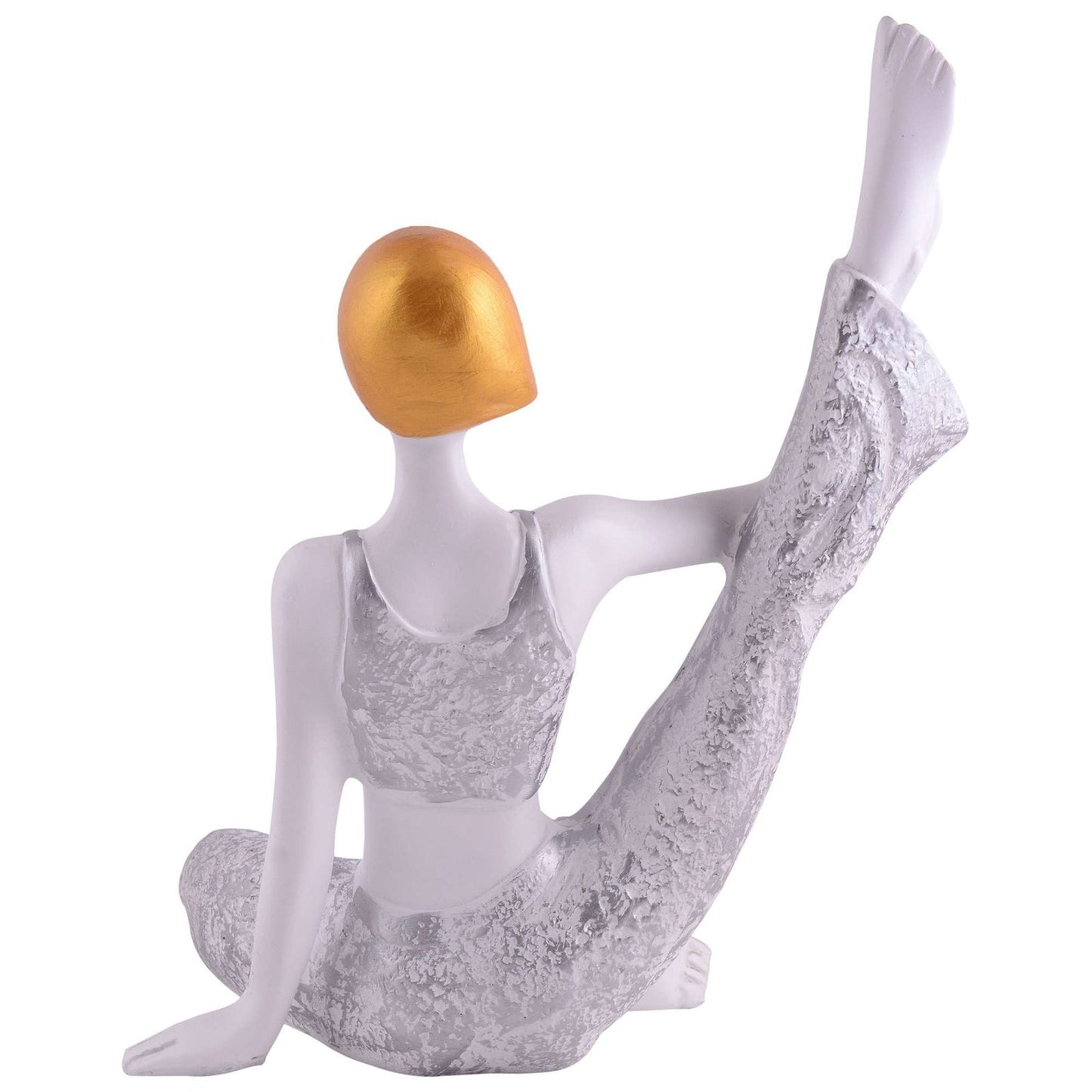 Suitable for home decor Yoga Posture Lady Statue Idol for Home Yoga Statue admirable piece of gift (silver)