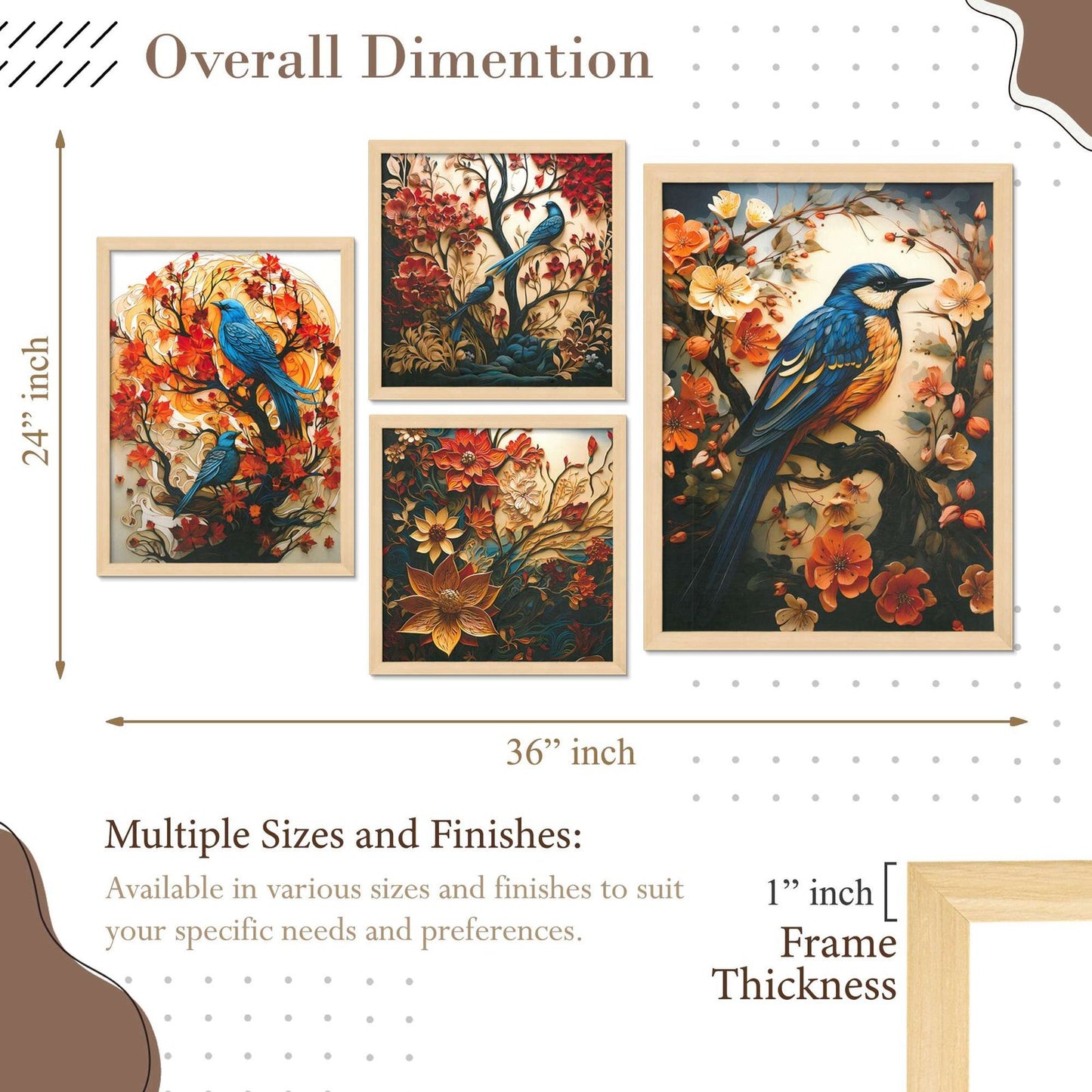 SET OF 4 DIGITAL WALL PAINTING