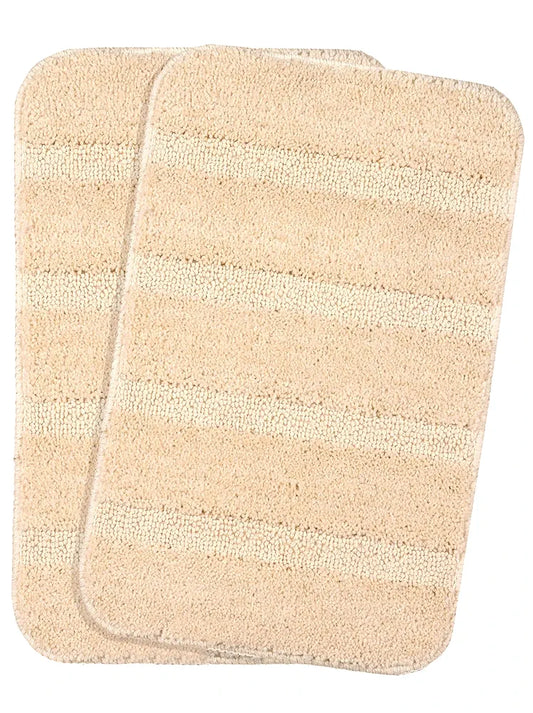 Saral Home Soft Microfiber Anti-slip Rectangular Bathmat Colour Beige (Pack of 2)
