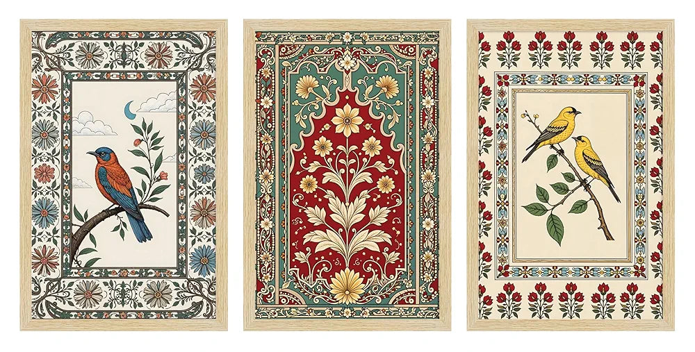 ArtX Paper Madhubani - 03 Paintings with Frame Set of 3