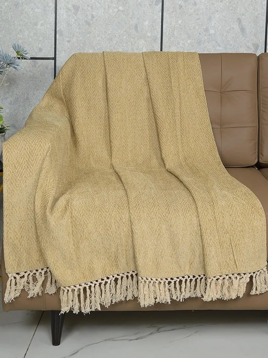 Saral Home Easy Living Home Chenille Sofa Throw Colour Gold