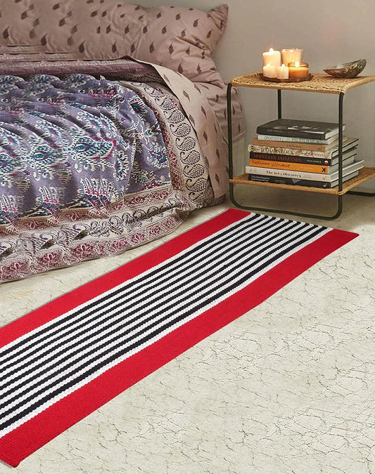 Saral Home Stripe Designer Soft Cotton Durable & Washable Multipurpose Rugs