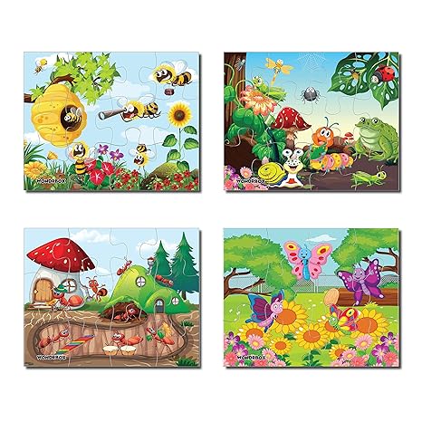 Wondrbox Insects Jigsaw Puzzles For Kids Educational Toy For The Kids Age 3 And Above Insects Set of 4 Puzzles in Box