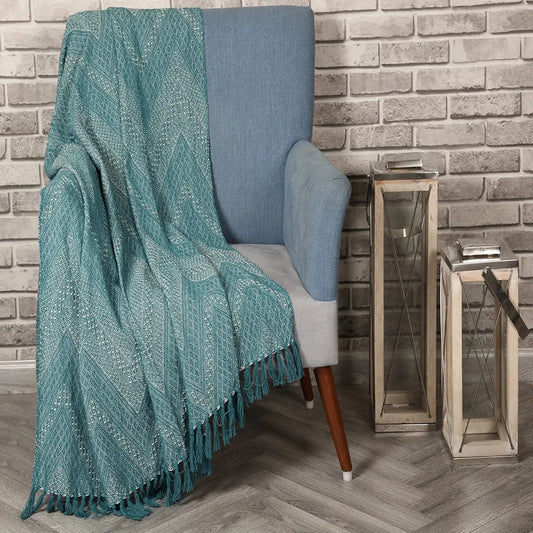 Sashaa World Cotton Jewels of India Throw Colour Blue