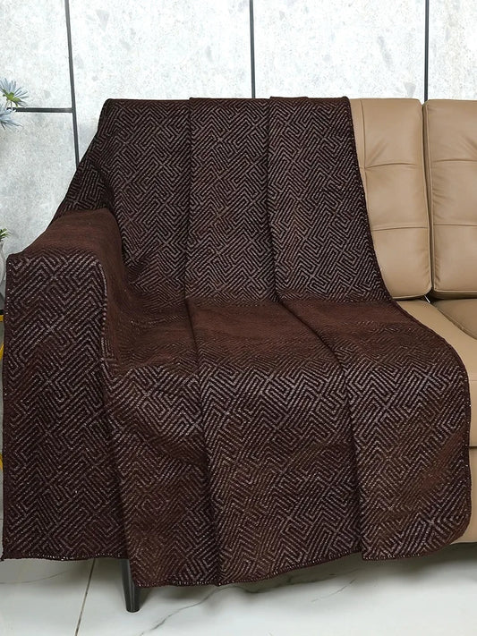 Saral Home Easy Living Chenille 3 Seater Sofa Cover Throw Brown