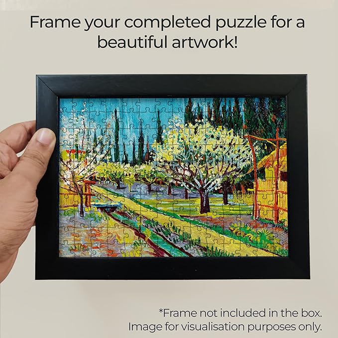 91Knots Orchard Bordered by Cypresses-Vincent Van Gogh's Masterstrokes | Wooden Small Jigsaw Puzzle for Kids | A5 Size-140 Pieces