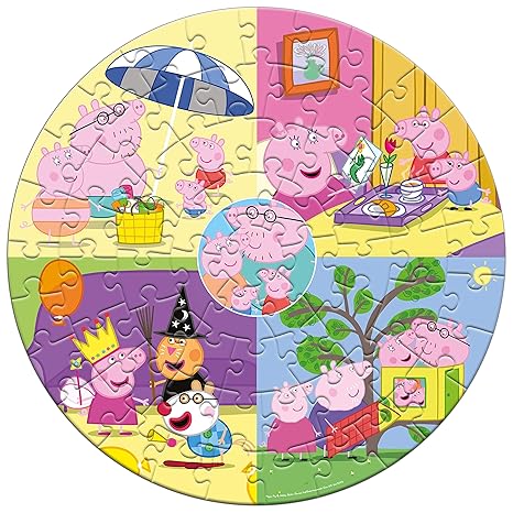 Frank Peppa Pig (66 Pieces) Round Jigsaw Puzzle for Kids Above 5+ Years Game for Focus and Memory - 60412