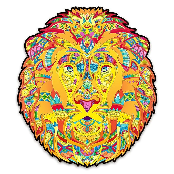 91knots Majestic Lion 84 Pieces Animal Shape Wooden Jigsaw Puzzle for Adults and Kids 6+ Years | Majestic Lion