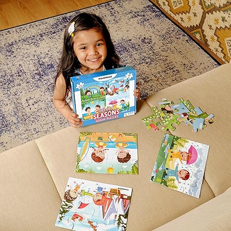 Wondrbox Seasons Jigsaw Puzzles For Kids Educational Toy Seasons Set of 4 Puzzles in Box