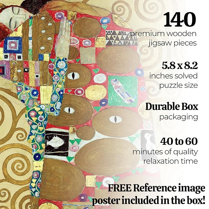 91knots Fulfillment - L'arbre De Vie 140 Pieces Wooden Jigsaw Puzzle for Adults and Kids 5+ Years | Gustav Klimt Artwork