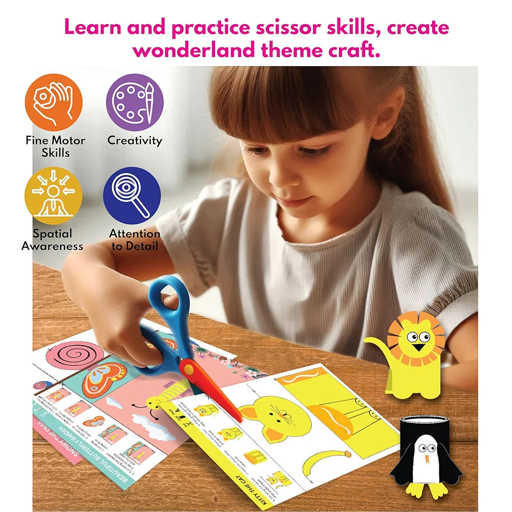 SparkLPlay Scissor Skills Activity Book for Kids Ages 4 to 9 | 18 Fun DIY Cutting Activities | Art & Craft Kit | Creative Learning Toy | Snip Snip | Gift for Girls & Boys