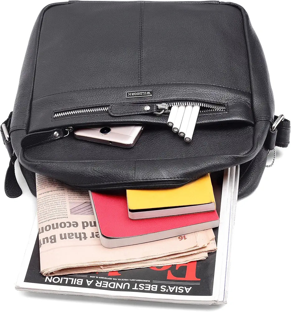 WildHorn Urban Edge Leather Sling Messenger Bag for Men I Dimension: L- 11 inch H- 12.5 inch W- 2.5 inch