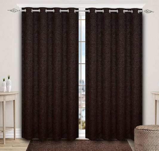 Saral Home Pacman Chenille Blackout Long Door Curtains 2pc Colour Brown