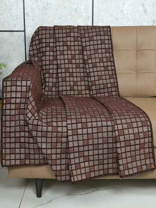 Saral Home Chenille 2 Seater Reversible Sofa Cover Throw Colour Brown