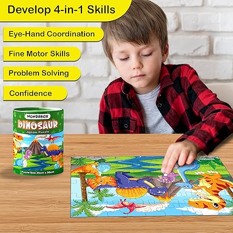 Wondrbox Jigsaw Puzzle Educational and Learning Toy Gift for Kids Boys and Girls 60 Pieces (Dinosaur)