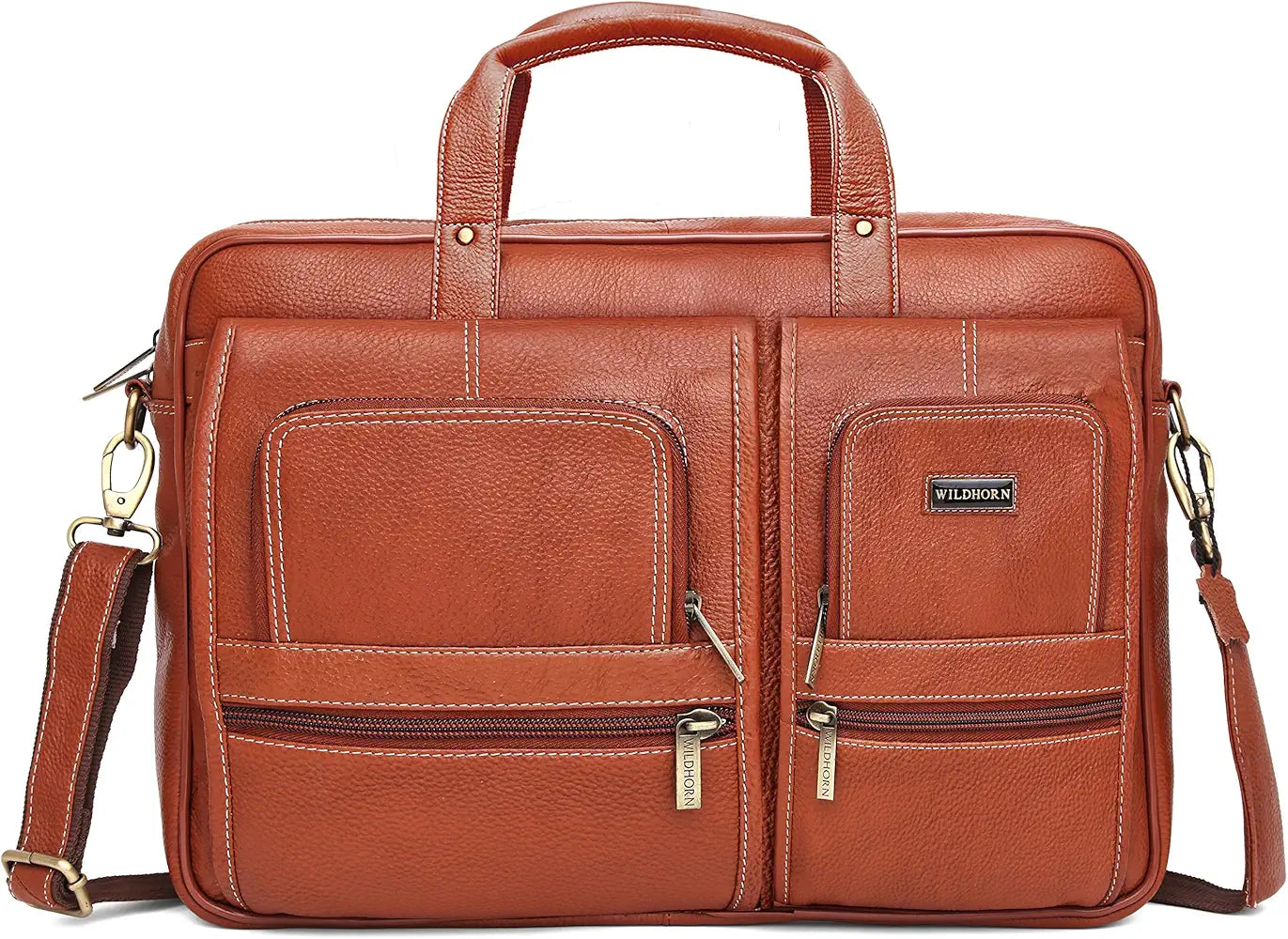 WildHorn® Classic Leather Laptop Messenger Bag for Men I Office Bags I Travel Bags I Carry Handle with Adjustable Strap I DIMENSION : L-16 inch W-4 inch H-12 inch