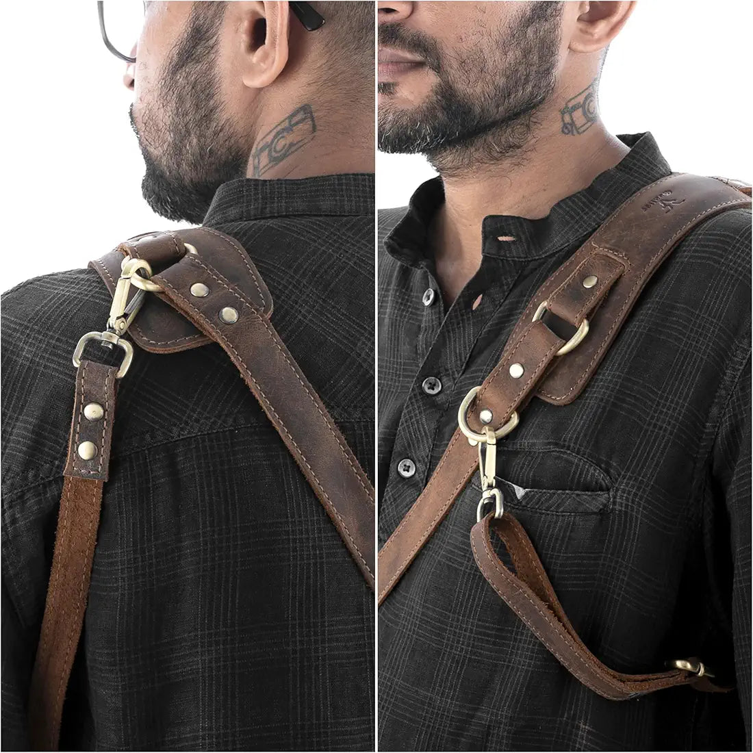 Goatter Hunter Leather Solo Camera Strap|Perfect Single Camera Belt | Cross Body Design |