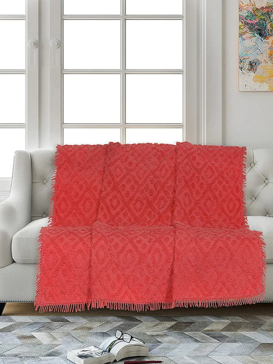 Saral Home Soft Cotton Tufted 2 Seater Sofa Cover Throw Colour Orange