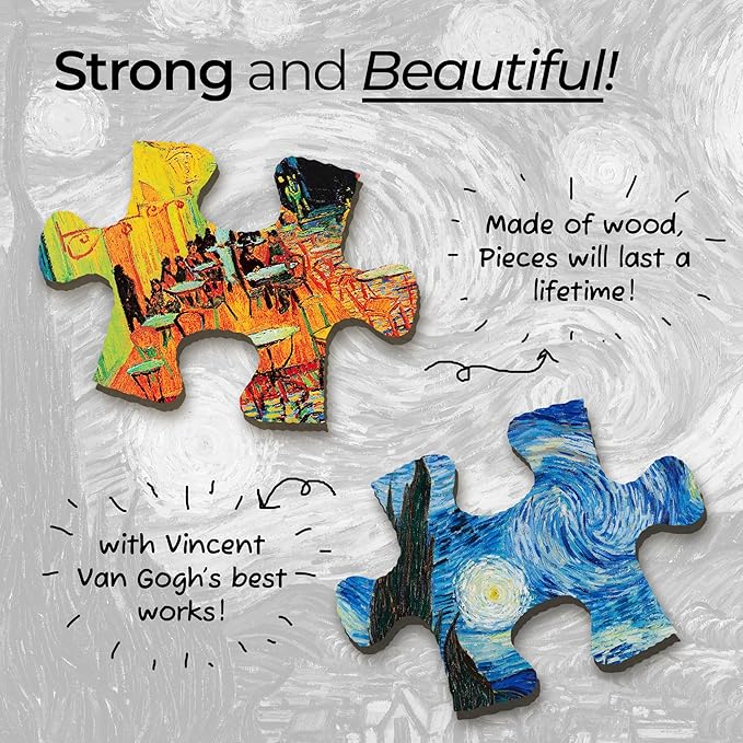 91knots Vincent Van Gogh's-fishing in Spring Wooden Jigsaw Puzzle (140 Pieces) for Adults and Kids | Brain Booster Games & Toys