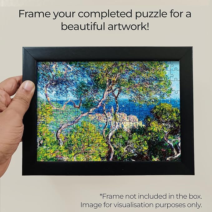 91knots Town of Bordighera by Claude Monet-wooden Jigsaw Puzzle (140 Pieces) for Adults and Kids | Brain Booster Games & Toys