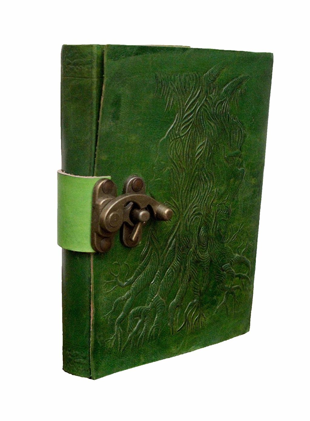 Craftshades – Metal Lock Dark Green Embossed Design 7″5 Handcrafted Leather Journal/Diary 200 page | 100% Genuine Leather
