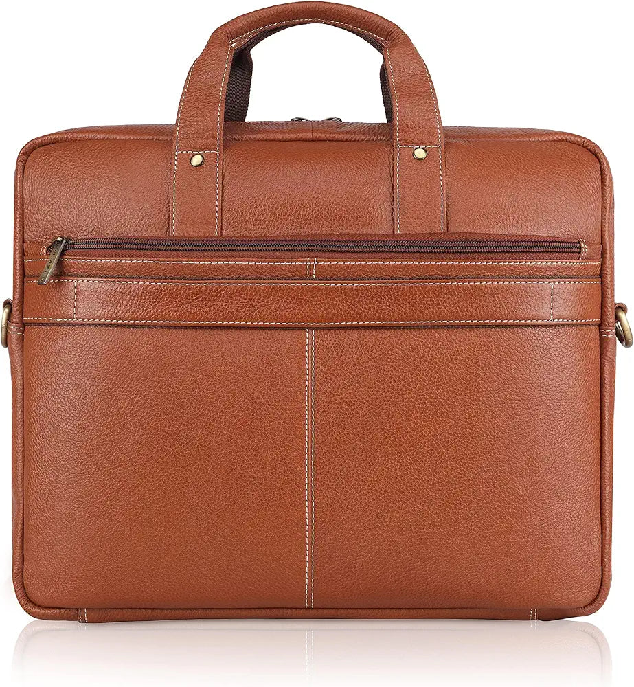 WildHorn Leather 15 inch Laptop Messenger Bag for Men I Padded Laptop Compartment with Adjustable Strap I Extra Zip Compartments I DIMENSION : L-16 inch W-3.2 inch H-13 inch