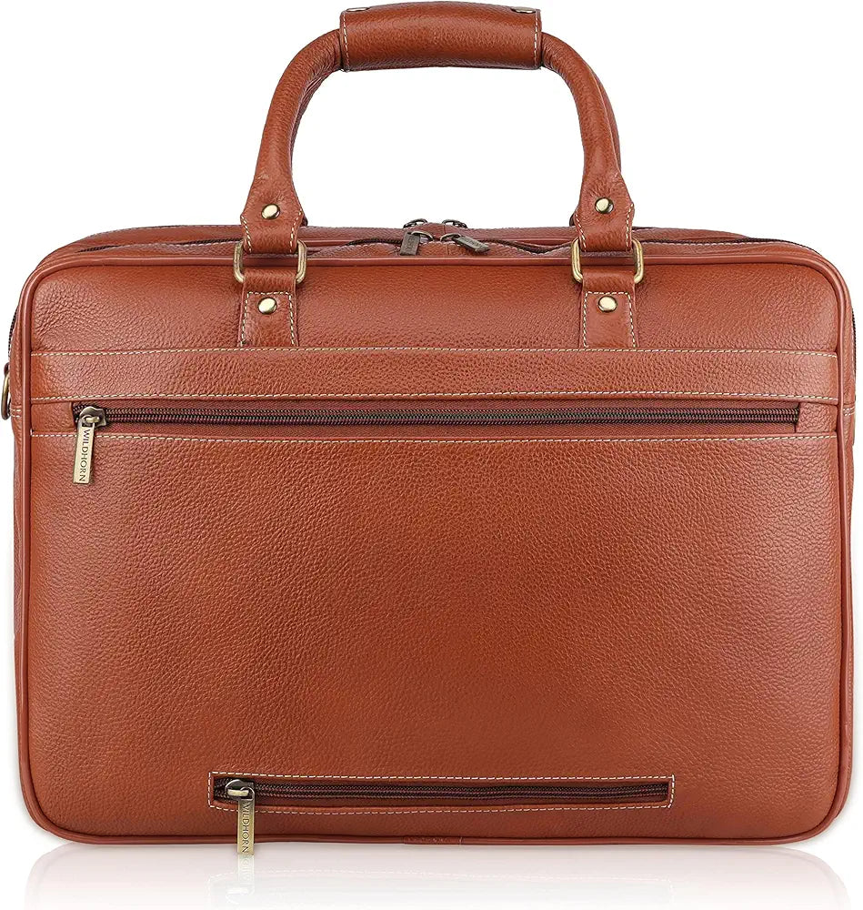 WildHorn Leather 15.6 inch Laptop Messenger Bag for Men I Multi- Pockets I Extra Storage I Carry Handles I Adjustable Strap