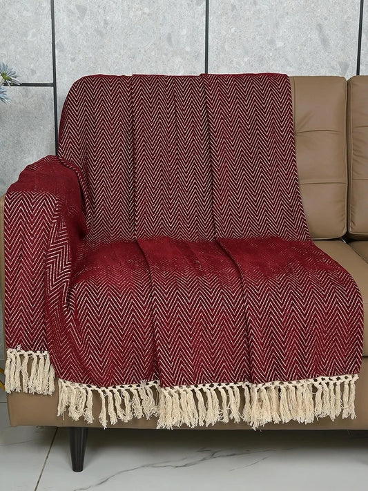 Saral Home Easy Living Home Polyester Chenille Sofa Throw Colour Maroon